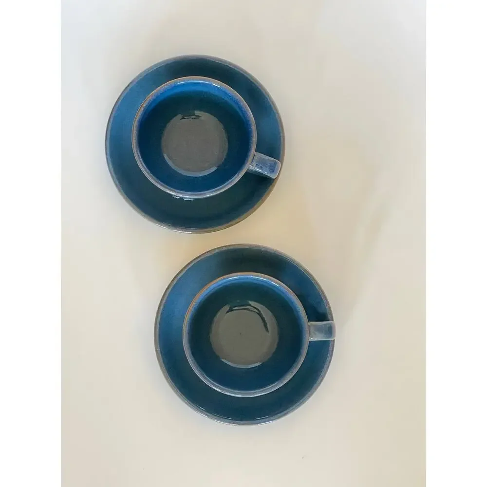 4 PCS Le Tauci Cups & Saucers- Blue